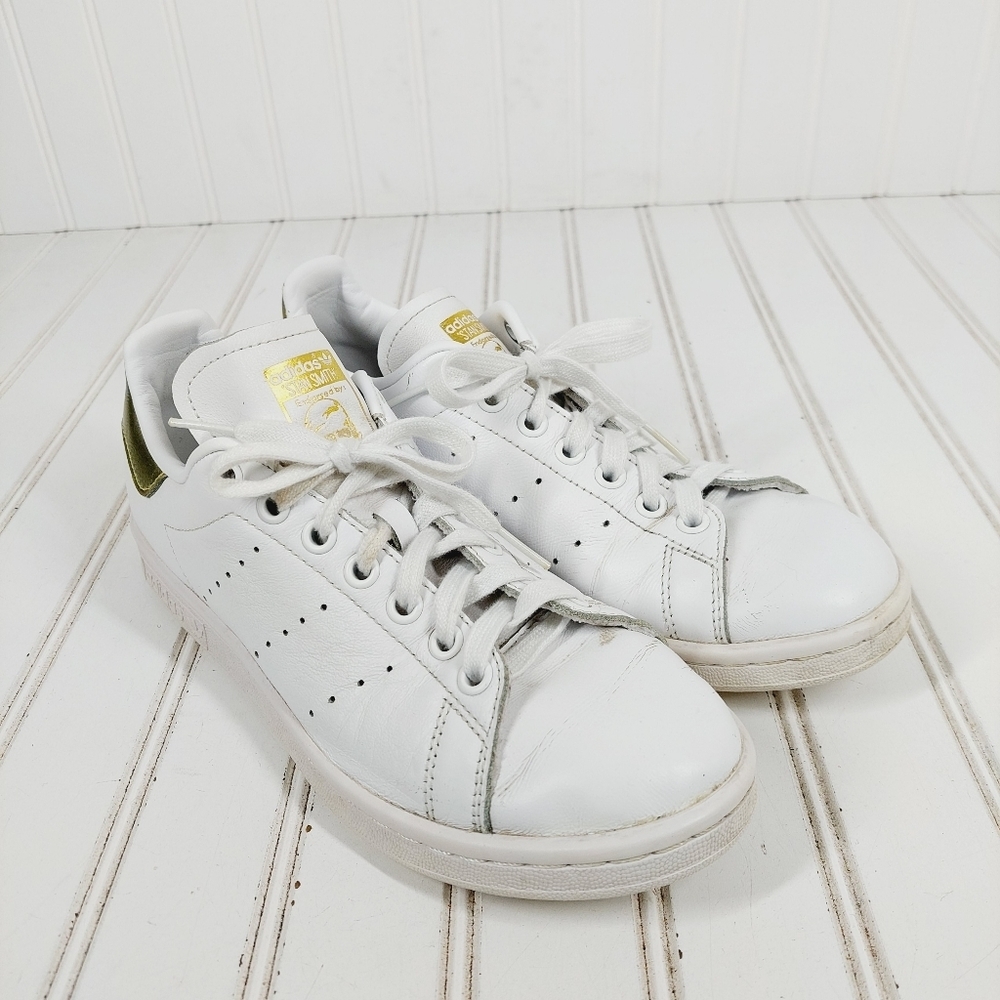 adidas Stan Smith Women's White Leather Athletic Shoe D979 - Picture 4 of 13